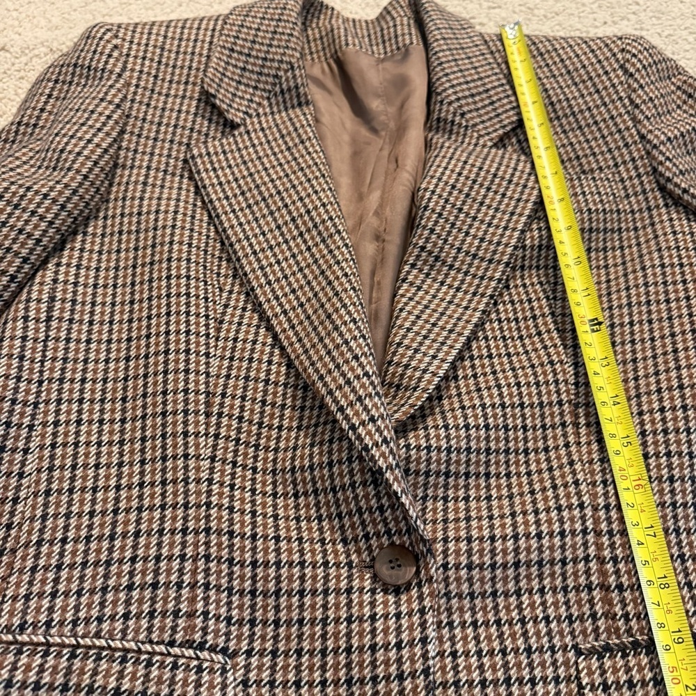 Vintage Burberrys Wool Tweed Blazer | Brown Houndstooth | Tailored Fit | Size 8 - Picture 8 of 12